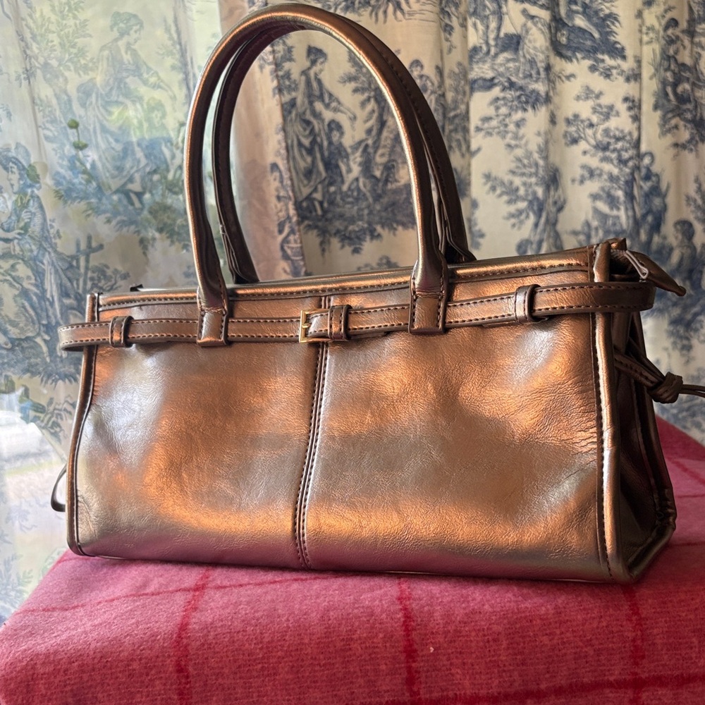 Elegant Metallic Silver Women's Handbag